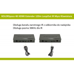 XOLORSpace 4K HDMI Extender po lan IP 120m LoopOut z IR Mysz Klawiatura