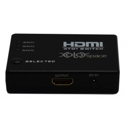 XOLORSpace Przełącznik HDMI 3x1 4K UHD z Pilotem IR Pasywny