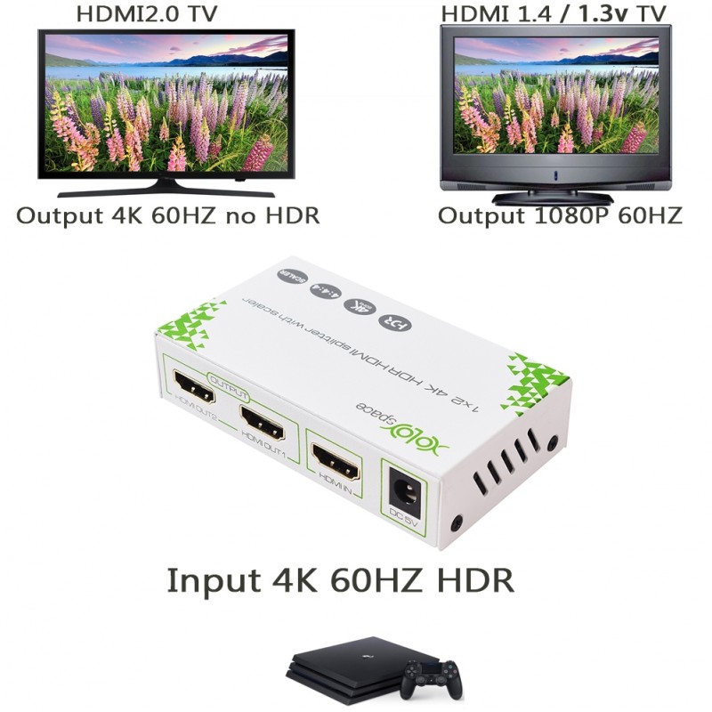 XOLORspace 61121 1x2 HDMI splitter 4K 60HZ 4：4：4から1080pへの